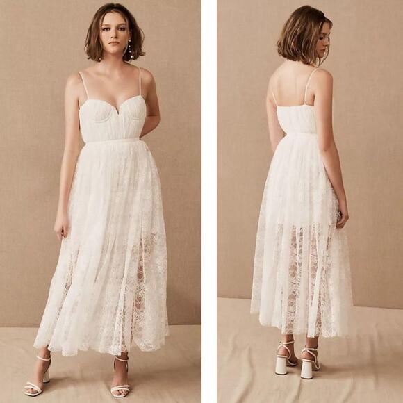 BHLDN Sau Lee Selena Lace Midi Dress White NWT Size 4 - Picture 10 of 13